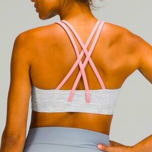 LULULEMON energy sport bra medium support B-D CUP size 4 PTP 12” Pink and Gray